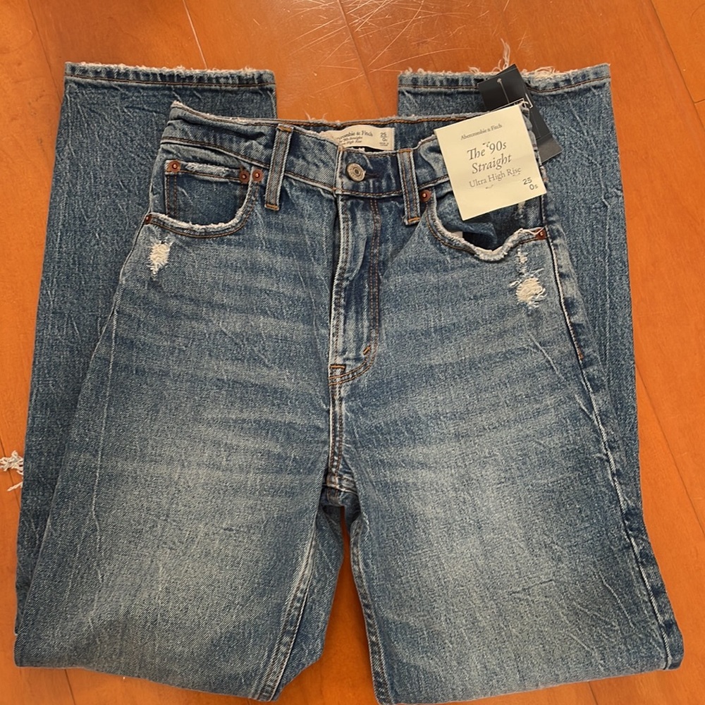 ABERCROMBIE AND FITCH THE 90s straight ultra high rise jeans size 25 0 short